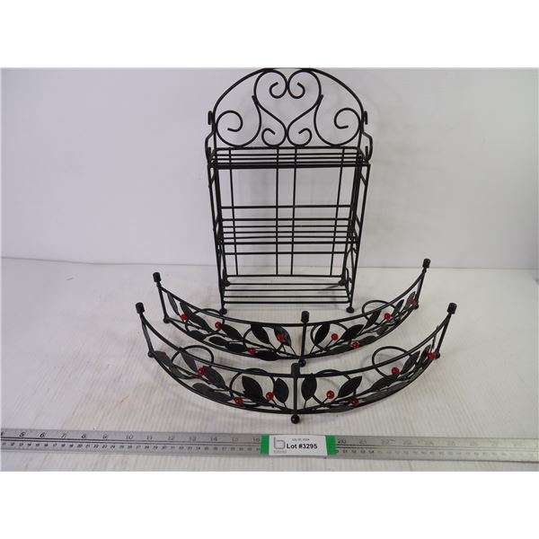 (2) Metal Candle Holders and Metal Spice Rack