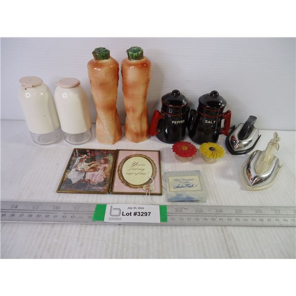 (5) Sets of Salt/Peppers and Small Picture Frame