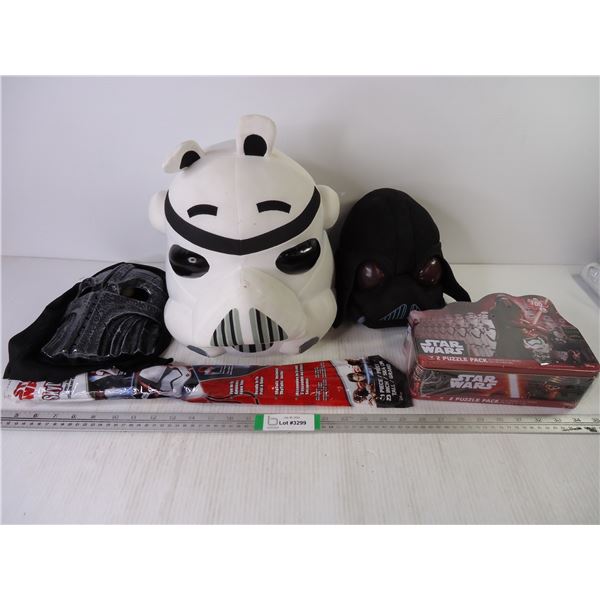 (5) Star wars Items-Angry Birds Stormtrooper and Darth Vader Plush Figures, Puzzle, Mask and Kite
