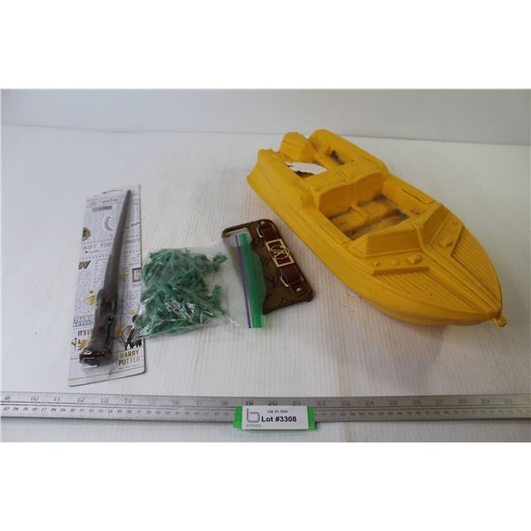 Harry Potter Wand (NIB) - Vintage Hollow Plastic Boat - Green Army Men - Phone Case