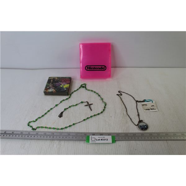 Crucifix (chain is apart) - Pendant Necklace of Vintage Lougheed House - Empty Nintendo Case - Honol