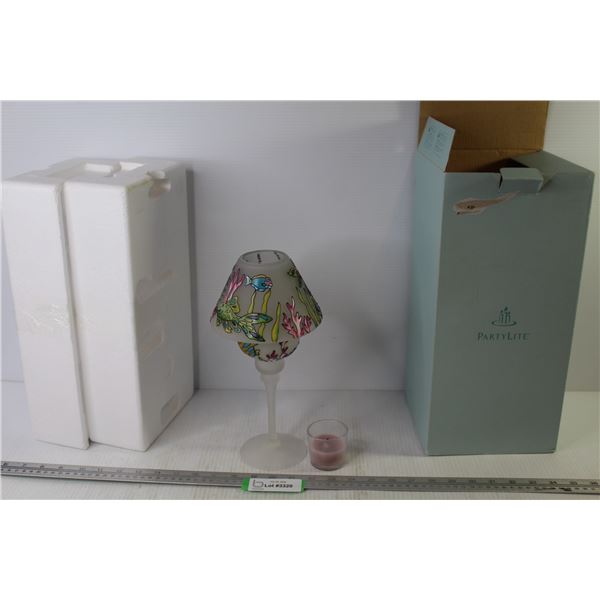 Party Lite Glass Candle Holder (under water scene)