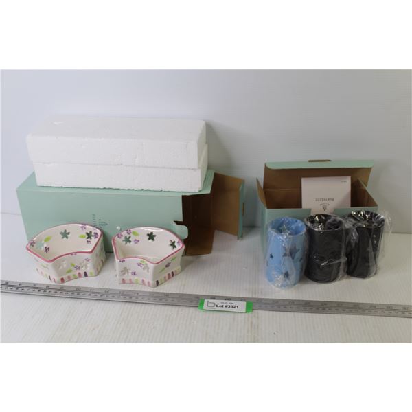 (5) Partylite Candle Holders (3 metal - ceramic)