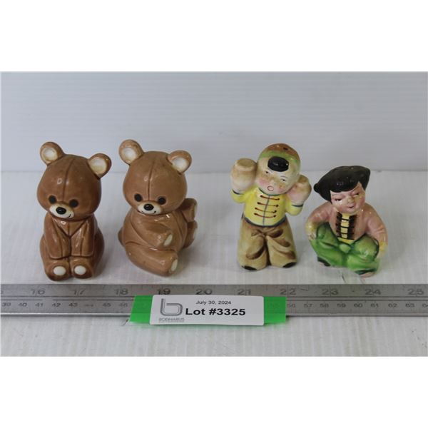 (2) Pairs of Vintage Salt & Pepper Shakers (Teddy Bears & Asian)