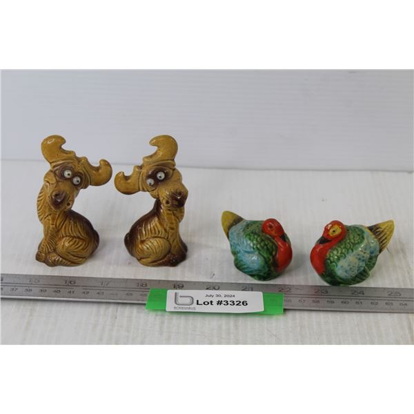 (2) Pairs of Vintage Salt & Pepper Shakers (Moose & Turkeys)