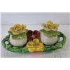 Image 2 : (2) Sets of Vintage Salt & Pepper Shakers (Squirrels & Flowers on Tray)