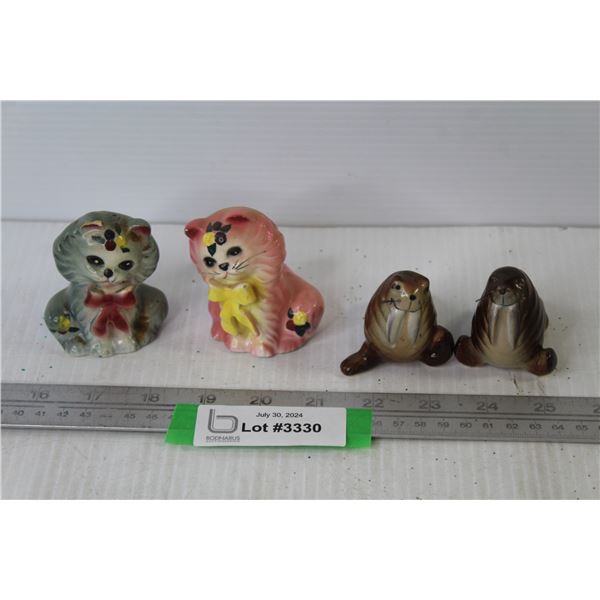 (2) Sets of Vintage Salt & Pepper Shakers (Cats & Walrus)