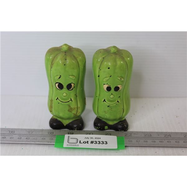 (1) Set of Pickle Salt & Pepper Shakers (Made in Japan)