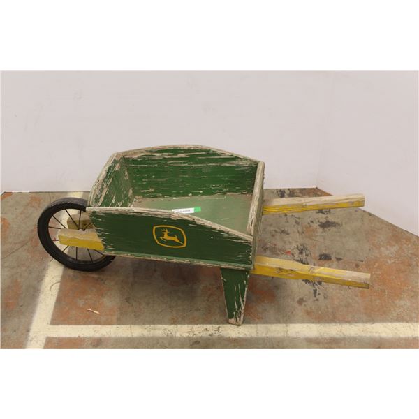 *John Deer Decorative Wooden Wheel Barrow - Paint Flaking