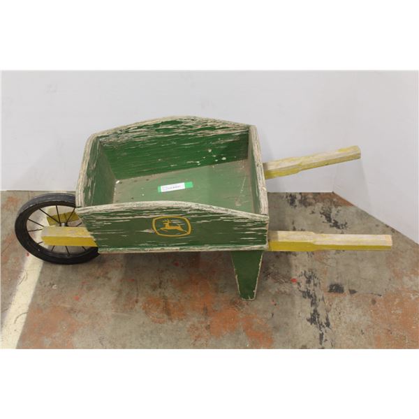 *John Deer Decorative Wooden Wheel Barrow - Paint Flaking