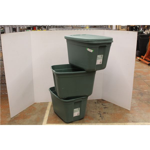 *(3) Type A Plastic Totes - 1 Lid Broken