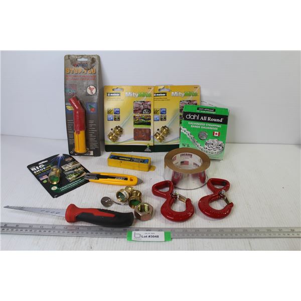 Crosby Safety Hooks - Safety Spout - Galvanized Strapping - Mighty Mite All Purpose Brass Nozzles - 