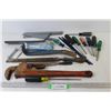 Image 1 : 18" Pipe Wrench - Files - Prybar - Stapler - Assorted Hand Tools