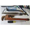 Image 5 : 18" Pipe Wrench - Files - Prybar - Stapler - Assorted Hand Tools