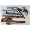 Image 6 : 18" Pipe Wrench - Files - Prybar - Stapler - Assorted Hand Tools