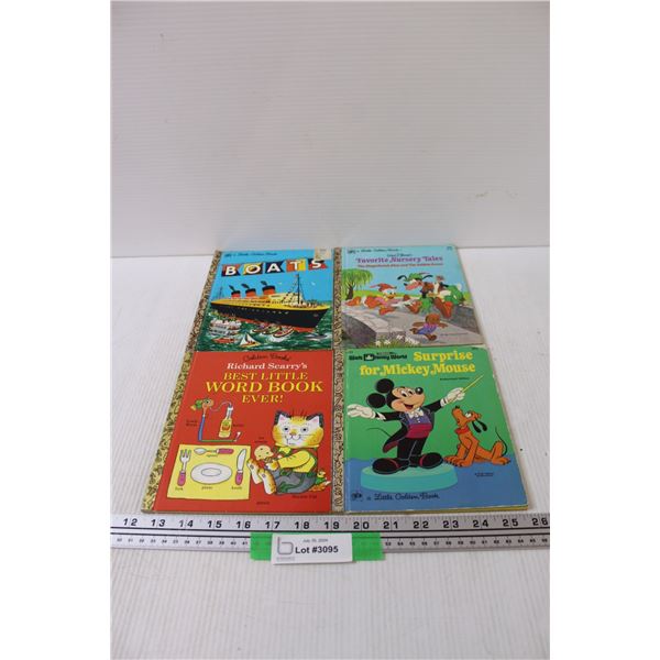 (4) Little Golden Books: Boats, Mickey Mouse, Misc.