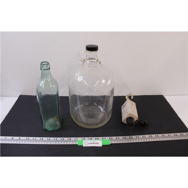 (2) Glass Jugs-12" & 10" & Sanyo Security Camera (as is)