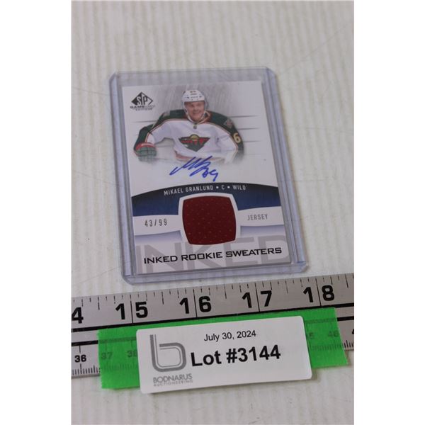 Upper Deck 2012-2013 Mikeal Granlund Autographed Rookie Jersey Hockey Card