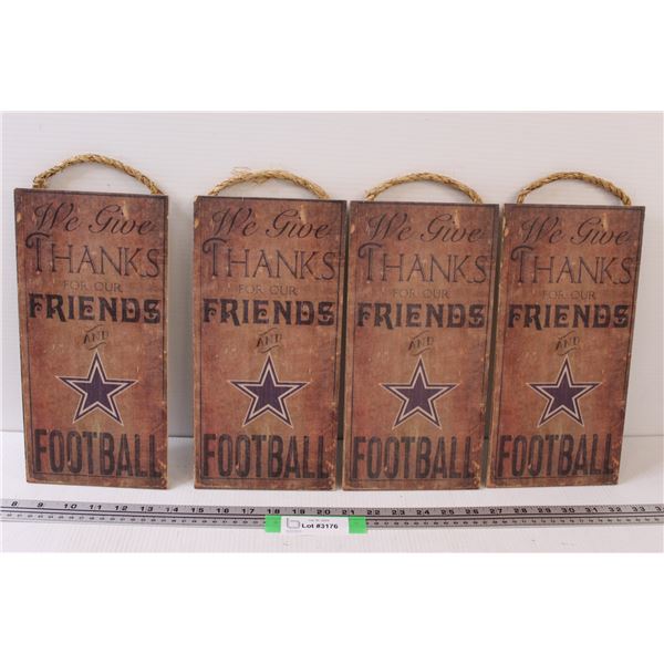 (4) Dallas Cowboys Thankful Wood Signs - 12" x 6"
