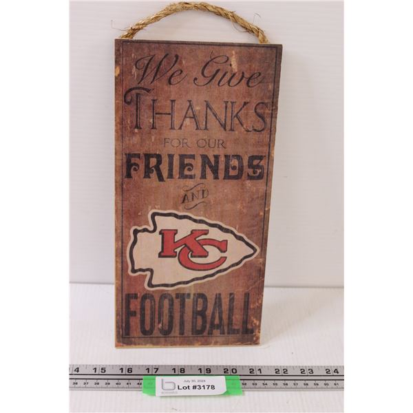 Kansas City Chiefs Thankful Wood Signs - 12" x 6"