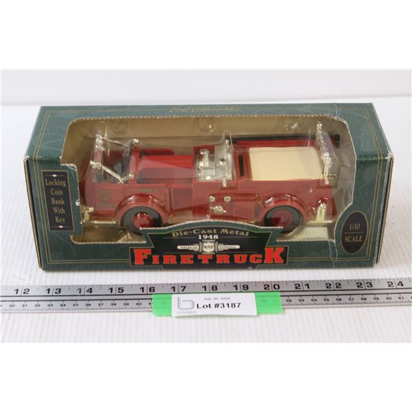 Firetruck 1948 Model 1:30 Scale Coin Bank - NIB