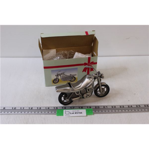 Pewter Motorcycle Coin Bank