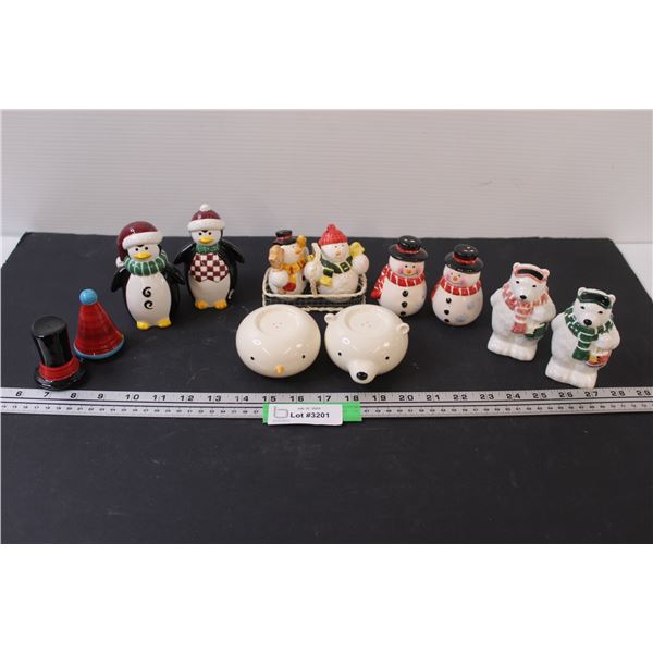 (5) Salt & Pepper Shaker Sets: Snowmen, Penguins, Bears, Misc.