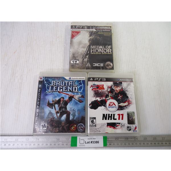 (3) PlayStation 3 Games-Medal of Honor, NHL 11 and Brutal Legend