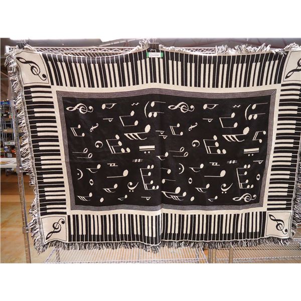 Vintage Musical Piano Afghan-64"x48"