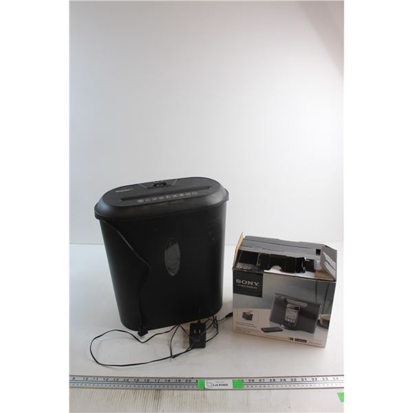 Docking Audio System and Paper Shredder