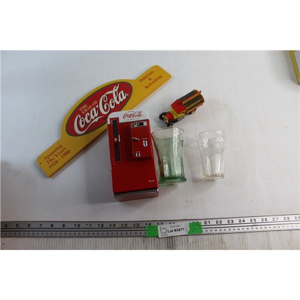 Coca Cola Sign, Vending Machine Toy and Misc.