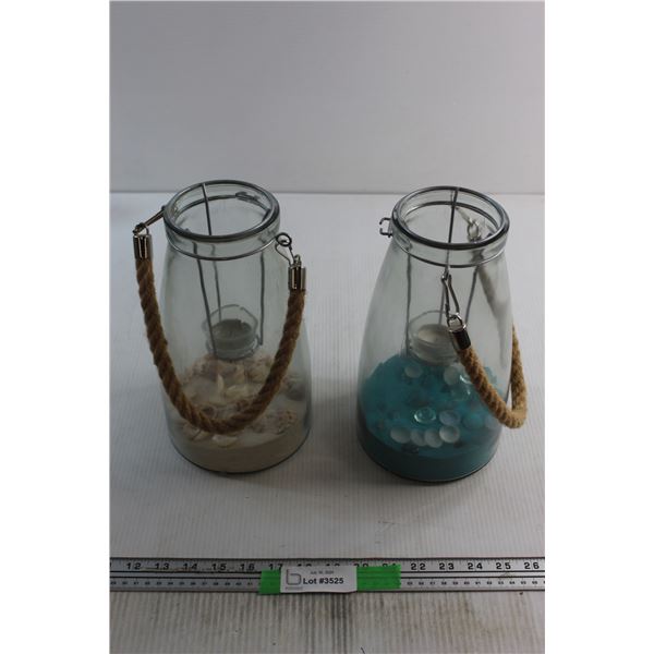 (2) Jar Candle Holders