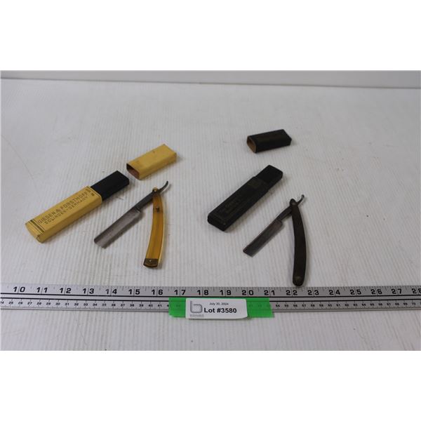 (2) Vintage Straight Edge Razors in Case