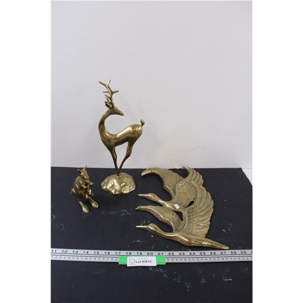 Brass Decor: Deer, Kangaroo, Two Geese