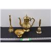 Image 1 : Brass Lot: (2) Bells, Teapot, Candy Dish