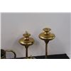 Image 2 : Brass Lot: (2) Oil Lamps, Napkin Holder, Pear Bell, Watering Can Decor, Misc