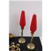 Image 3 : Brass Lot: (2) Wall Sconces Candleholders, (3) Candleholders, (2) Candles