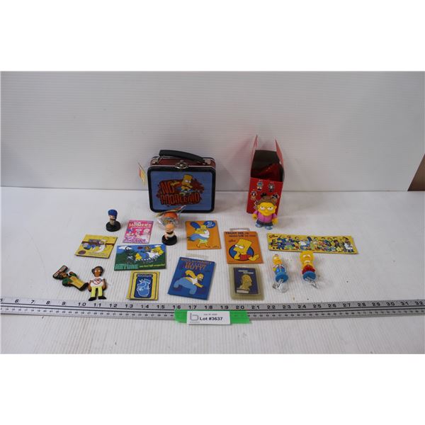Simpson Lot: Mini Lunch Kit, (2) Fishing Lures, Magnets, Misc.