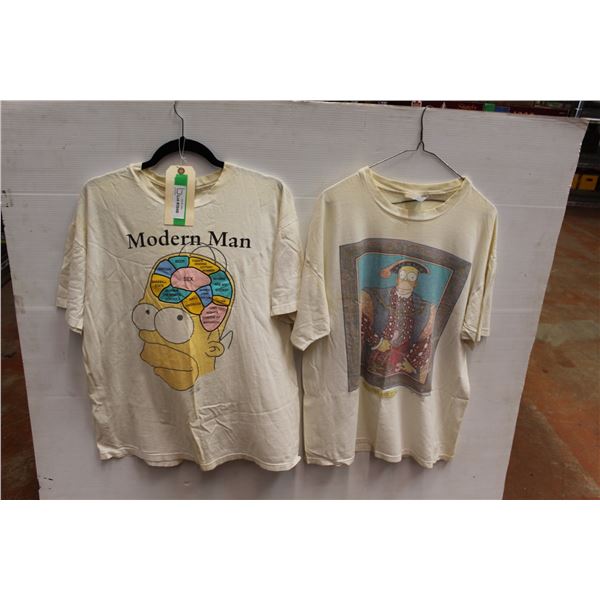 (2) Homer Simpson Vintage Shirts - Size XL