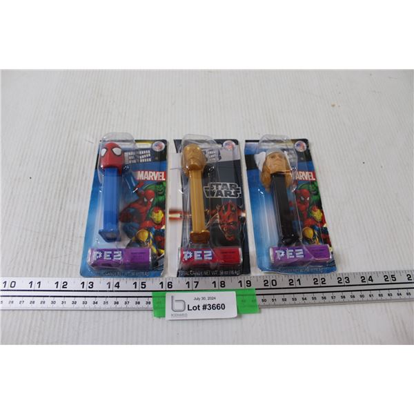 (3) PEZ: Thor, Spider-man, CP-30