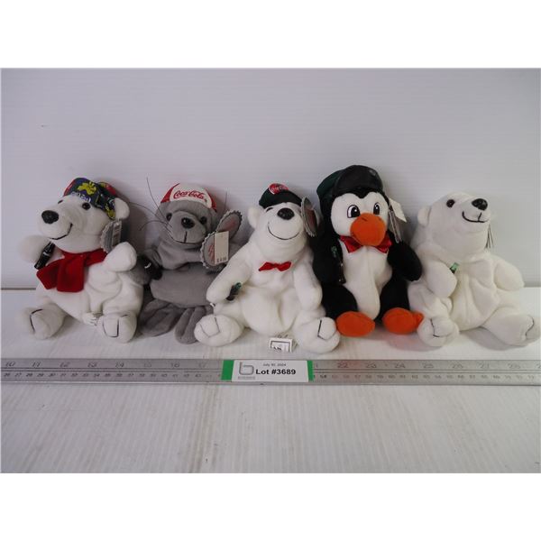 (5) Coca Cola Collectible Bean Bag Plushies