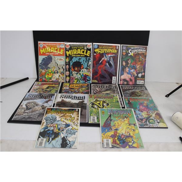 (14) Comic Books-Blackwulf, Stitched, Superman and more