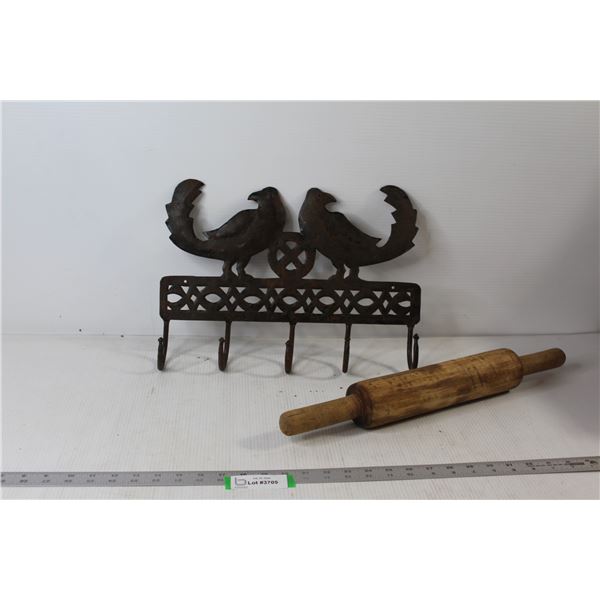 Garden Decoration Hanging Rack, Wooden Kitchen Roller - As Is