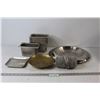 Image 1 : (3) Metal Trays, (6) Stainless Steel Ice Cream Pans, Unknown Length Of Rope
