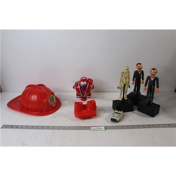 Goosebumps Figurines, Reboot Slash And Hack Toy, Toy Fire Fighter Helmet - All As Is