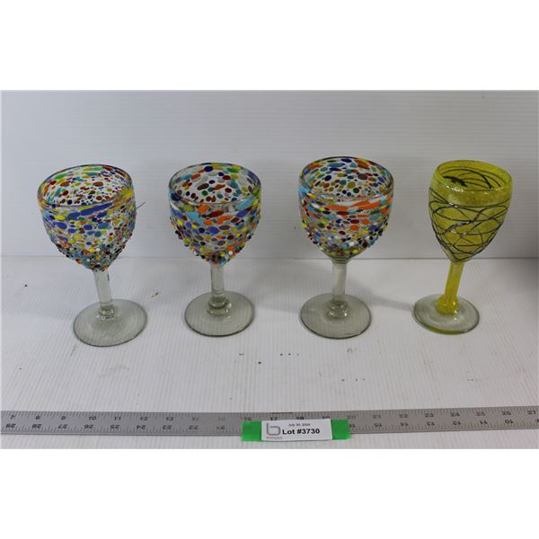 (4) Coloured Wine Glasses