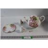 Image 1 : Royal Albert Bone China Blossom Time Teapot, Salt and Pepper Shakers, Tray