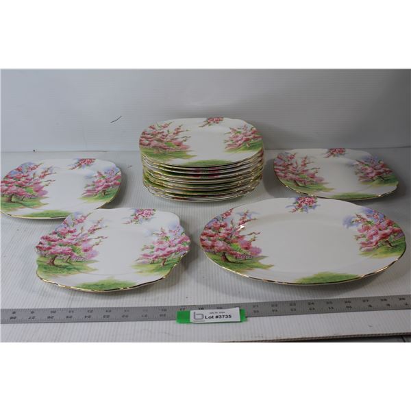 (15) Royal Albert Bone China Blossom Time Plates, Tray