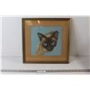 Image 1 : Stitching Art of a Cat by Valerie Mae Diehl Print - 15 1/2" x 15"