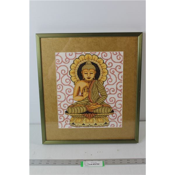 Stitching Art of a Buddha by Gram - 14 1/2" x 16 1/2"